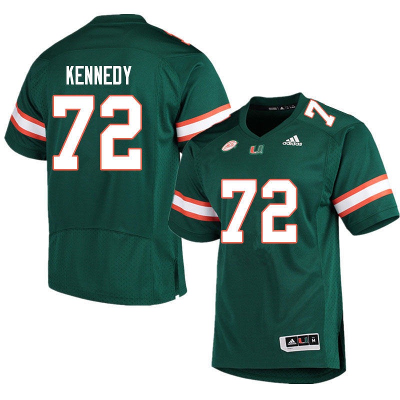 Adidas Miami Hurricanes #72 Tommy Kennedy College Football Jerseys Sale-Green